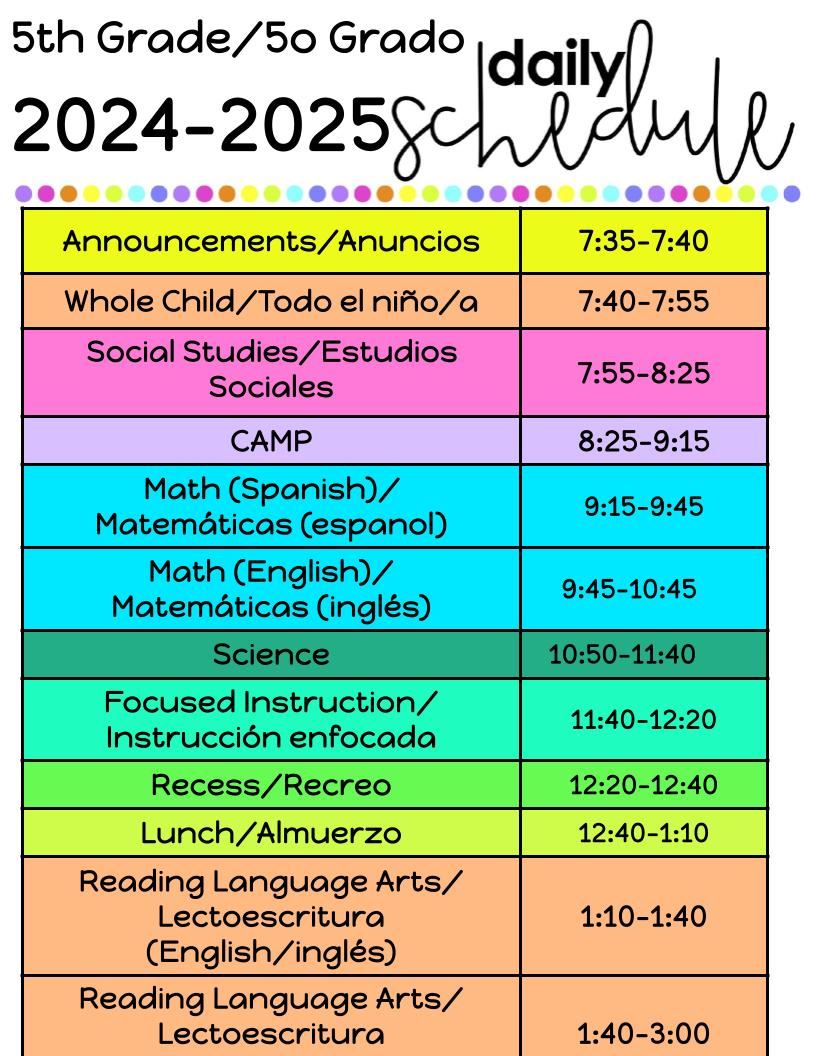 Daily Schedule/Horario