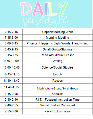 Daily Schedule