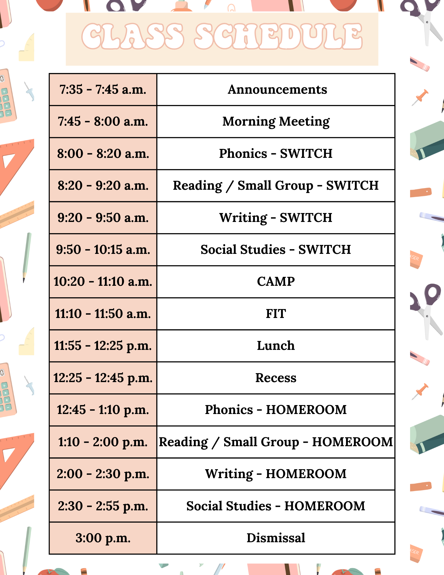 Schedule